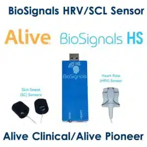 Biosignals dual SCL HRV Biofeedback Sensor works with Alive and Somatic Vision software for PC and Mac